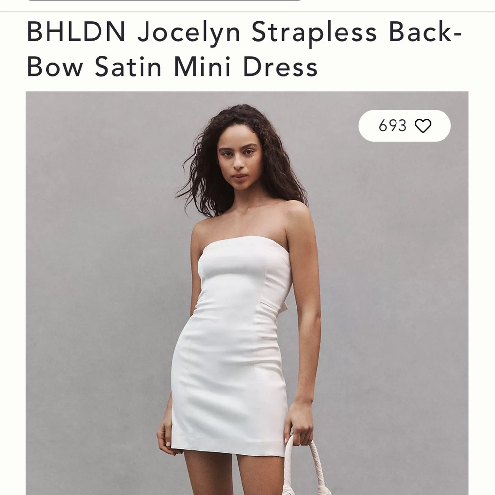 BHLDN Jocelyn Strapless Back-Bow Satin Mini Dress